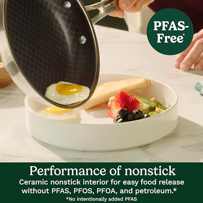 Cuisinart FusionPlus Nonstick Stainless Steel Cookware, 10.25-Inch Deep Fry Pan Skillet with Cover, PFAS-Free PURELYSEAR Ceramic Technology, Scratch Proof, Cool Grip Handles, Dishwasher Safe