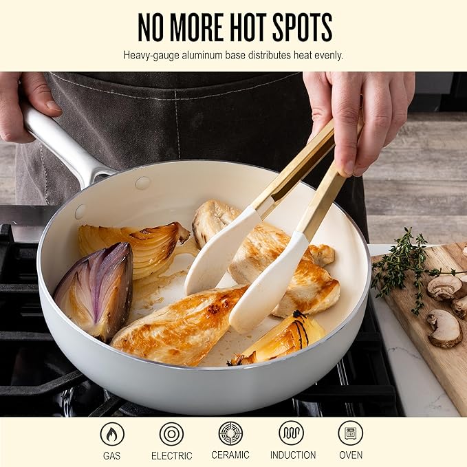 Alva Mobi 8-Piece Ceramic Nonstick Cookware Set | Made without PFAS Ceramic Coating | Recycled Aluminum Core | Induction & Oven Safe Up to 400°F | Easy-Clean, Cool-Touch Stainless Handles