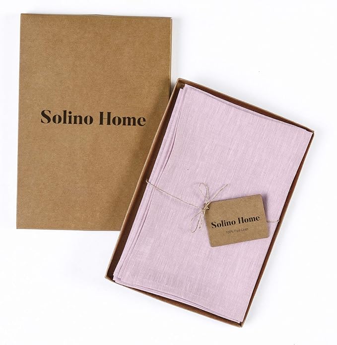 Solino Home Linen Napkins Set of 4-100% Pure Linen Bubblegum Pink Dinner Napkins Cloth 20 x 20 Inch for Valentines, Spring, Easter - Athena, Handcrafted and Machine Washable