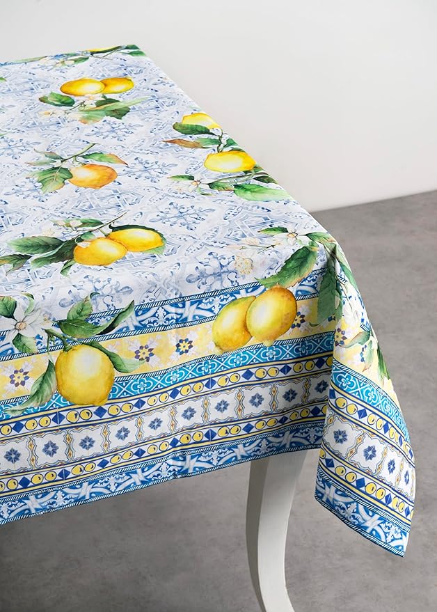 Maison d' Hermine Table Cloth Rectangle Table 100% Cotton 60 x 90 Inches Tablecloth Reusable Decorative for Dining Room Farmhouse Home Valentines Day Decorations Spring Summer - Citrus