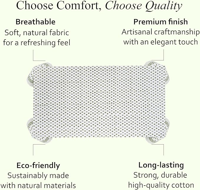 CPC Lotus Meadow Tablecloth 100% Cotton 72x160 Inch Indian Block Print Rectangle Table Cover, Table Cloth for Gifting in Weddings, Halloween, Fall, Christmas, Thanksgiving