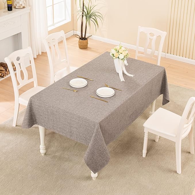 BALCONY & FALCON Rectangle Tablecloth Washable Wrinkle Resistant and Water Proof Table Cloth Decorative Linen Fabric Tablecloths for Dining Parties Kitchen Wedding and Outdoor Use (Taupe Gray, 55x70)
