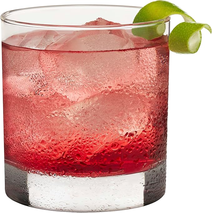 Libbey 917CD Heavy Base Rocks Glasses Set of 12, Rocks Glass Cups with Simple Lines, Elegant Old Fashioned Glass Set for Whiskey, Cocktails and More