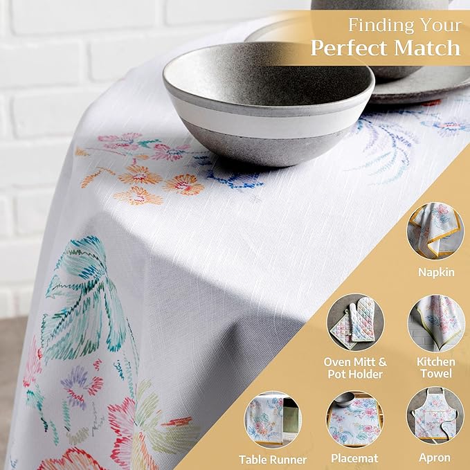 Maison d' Hermine Table Cloth Round Table 100% Cotton 63 Round Inches Tablecloth Reusable Decorative for Dining Room Farmhouse Home Valentines Day Decorations Spring Summer - Paradise Island