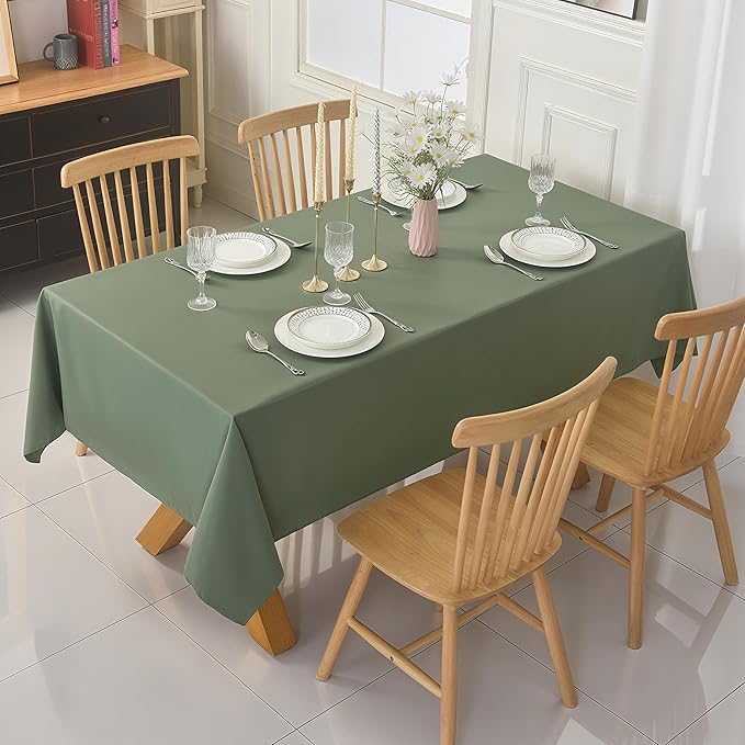 2-Pack 60x120 inch Sage Green Table Cloths, Solid Stain and Wrinkle Resistant Oblong Tablecloth, Premium Plain Weave Polyester Fabric Rectangle Table Linen Covers for Hotel, Wedding