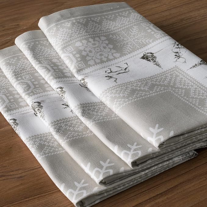 Maison d' Hermine Cloth Napkins Set of 4 100% Cotton for Thanksgiving Christmas Decorations Everyday Reusable Square Fall Napkins Cloth Washable Dinner Party (Cozy Christmas, 20"x20")
