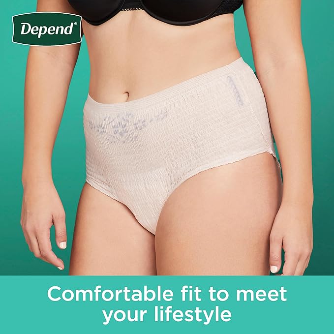 Depend Fresh Protection Adult Diapers, Incontinence & Postpartum Bladder Leak Underwear for Women, Disposable, Maximum, Small, Blush, 32 Count, Packaging May Vary