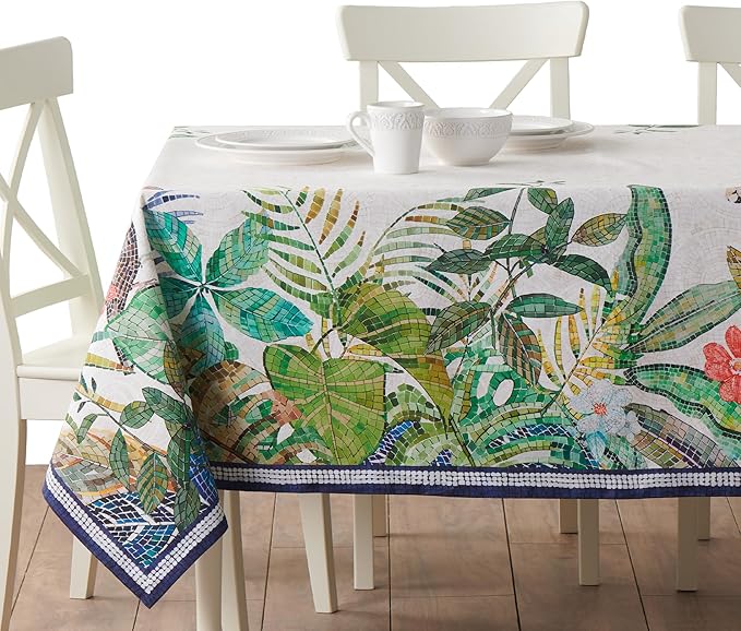 Maison d' Hermine Premium Table Cloth Rectangle Table 100% Combed Cotton 90 x 70 Inches Tablecloth Reusable Decorative for Dining Room, Farmhouse, Home, Party, Festive & Wedding - Mosaic