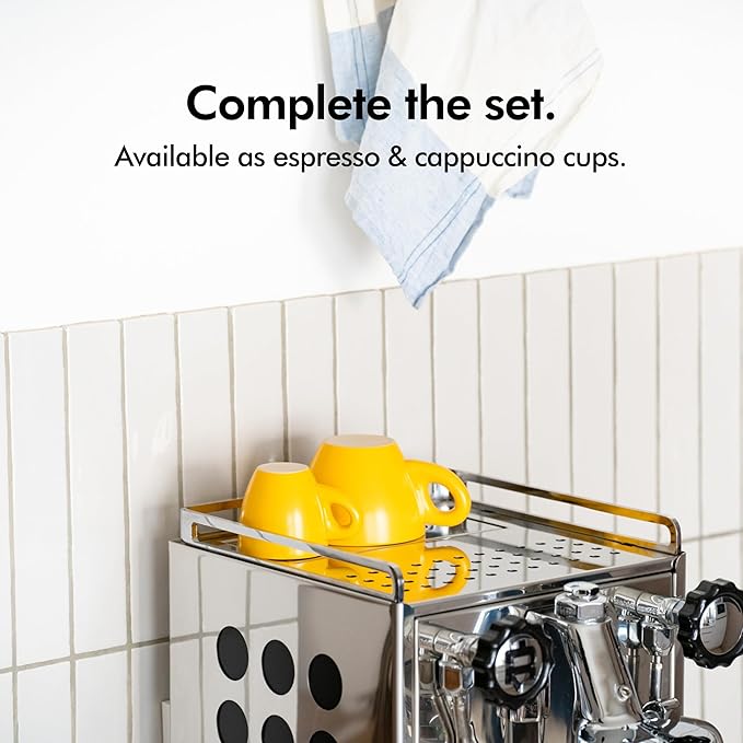 KIVY Espresso Cups Set of 4 - Stoneware - Italian Style - 3oz Each - Yellow