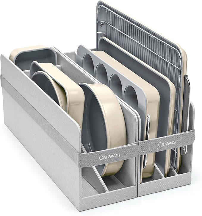 Caraway Nonstick Ceramic Bakeware Set (11 Pieces) - Baking Sheets, Assorted Baking Pans, Cooling Rack, & Storage - Aluminized Steel Body - Non Toxic, PTFE & PFOA Free - Cream