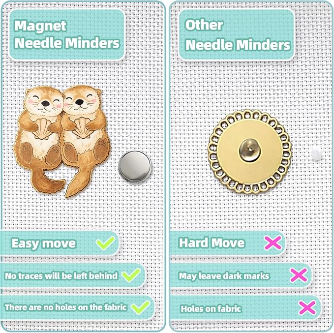 Needle Minder for Keeping Sewing & Embroidery Needles – Magnetic Needlepoint Holder, Cross Stitch Supplies – Secure & Decorative Needle Minders for Stitching & Crafting (Embroidery Threads)