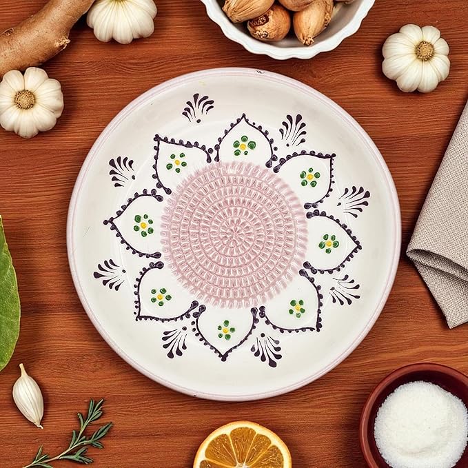Ceramic Grater Bowl, Garlice Grater Plate, Handmade Ginger Grater, Mincer Bowl for Cheese &Vegetables, Ceramic Decorative Mincer, Hand Dish for Garlic (Purple Dream)