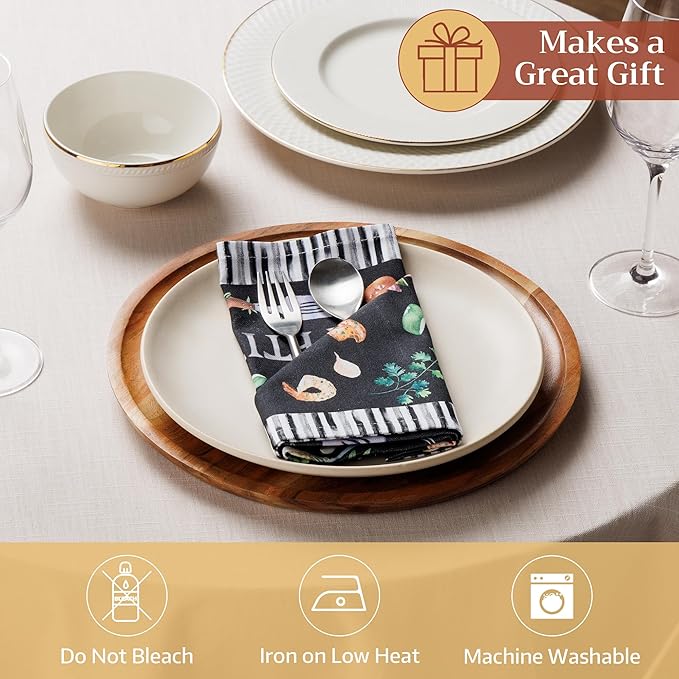 Maison d' Hermine Cloth Napkins Set of 4 100% Cotton Everyday Reusable Square Napkins Cloth Washable Dinner Party Wedding Restaurant Valentines Day Decorations Spring/Summer (Just BBQ, 18" x 18")