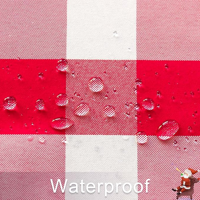 Hiasan Checkered Round Tablecloth 50 Inch - Waterproof Stain and Wrinkle Resistant Washable Fabric Table Cloth for Dining Room Party Outdoor Picnic, Red and White Gingham Pattern