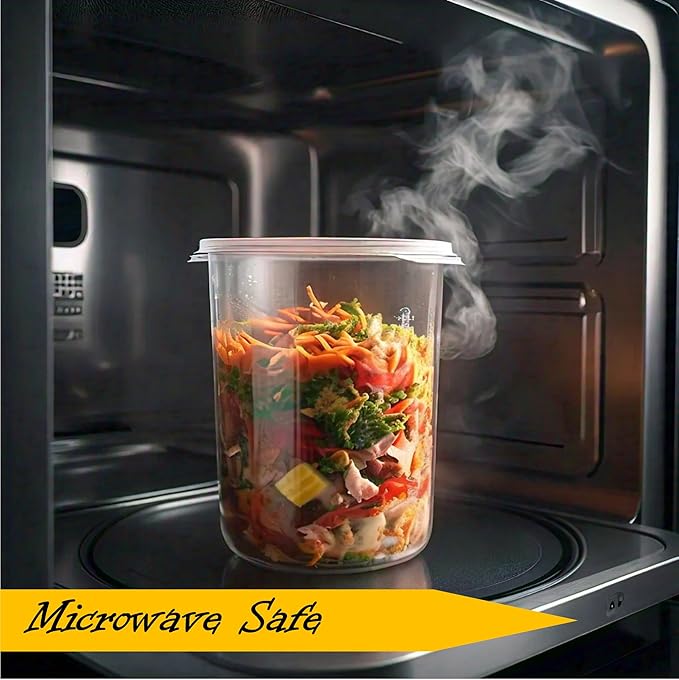 Mr Miracle Deli Containers with Lids - 48 Pack of 32 oz Clear Airtight Reusable Plastic Food and Multi-Purpose Containers - Microwave, Freezer, and Dishwasher Safe