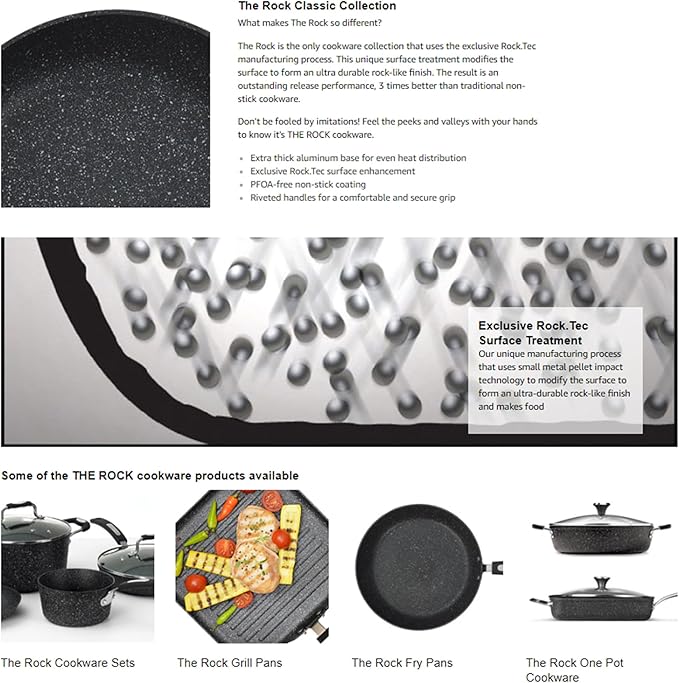 Starfrit The Rock Classic 10" (26cm) Non-Stick Deep Fry Pan - Durable Forged Aluminum - Oven Safe - PFOA Free - Easy to Clean