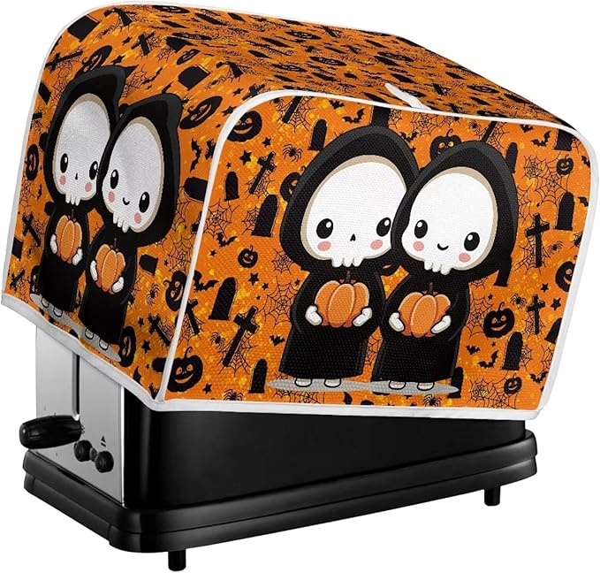 Doojoayie Cartoon Ghost Toaster Cover for Kitchen Small Appliance Bread Machine Protector Washable Oven Cover 4 Slice Kitchen Accessories Decorative Dust Protector