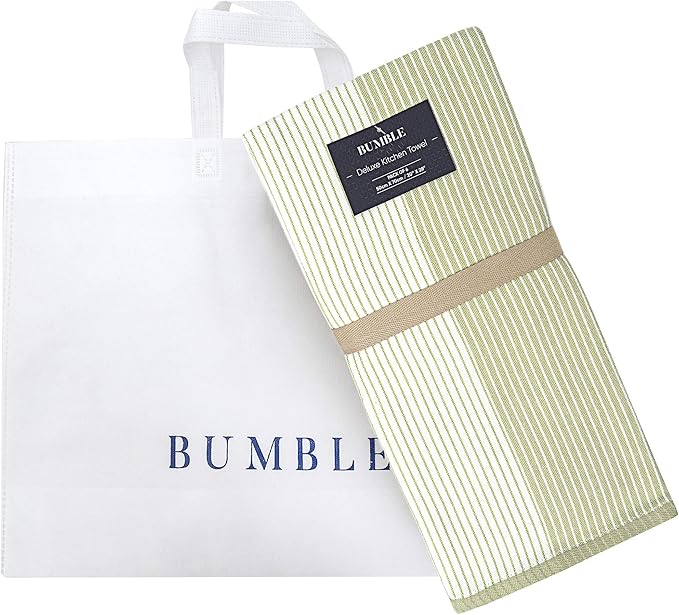 Premium Kitchen Towels (20”x 28”, 6 Pack) | Large Cotton Dish Towels | Flat & Terry Highly Absorbent Kitchen Linen Set with Hanging Loop | Sage