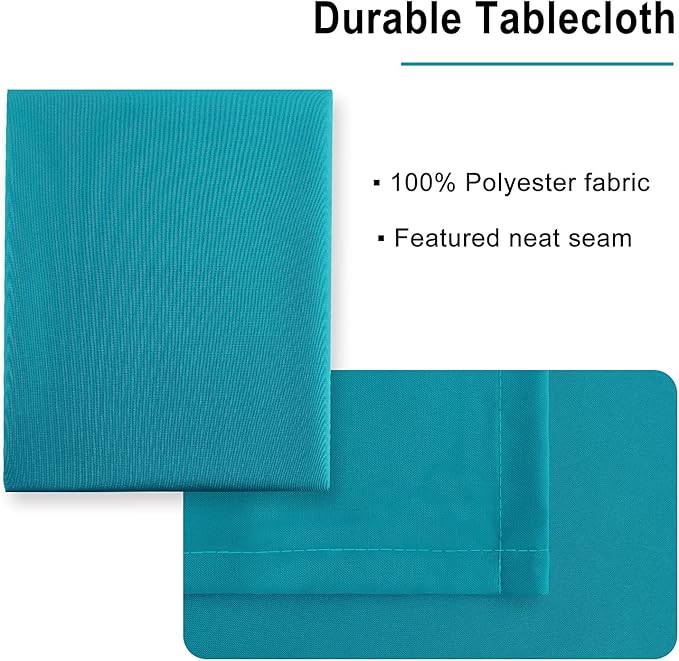 Hiasan Rectangle Tablecloth - Water Resistant and Spillproof Kitchen Washable Polyester Fabric Table Cloth for 6 Foot Tables, 30 x 60 Inch, Turquoise