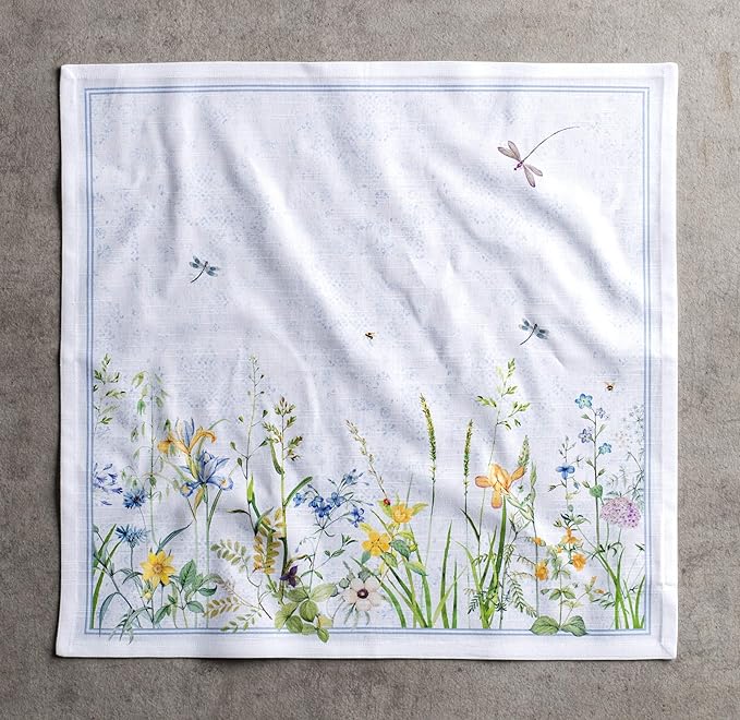 Maison d' Hermine Cloth Napkins Set of 4 100% Cotton Everyday Reusable Square Napkins Cloth Washable Dinner Party Wedding Restaurant Valentines Day Decorations Spring/Summer (Fleurs De Mai, 20" x 20")