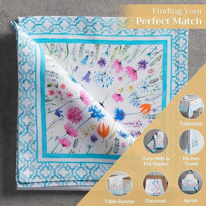 Maison d' Hermine Cloth Napkins Set of 4 100% Cotton Everyday Reusable Square Napkins Cloth Washable Dinner Wedding Restaurant Valentines Day Decorations Spring/Summer (Flower In The Field, 20" x 20")