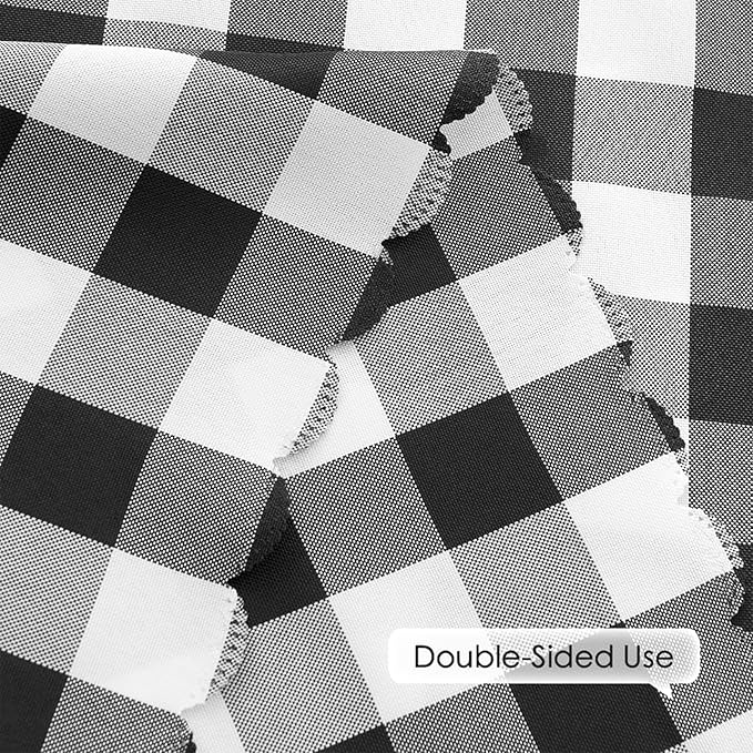 Gingham Tablecloth – 57"×118" Rectangle Table Cloth, Yarn-Dyed Checkered Tablecloth, Wipeclean Washable Picnic Table Cover for Dining, Camping, Outdoor, Black