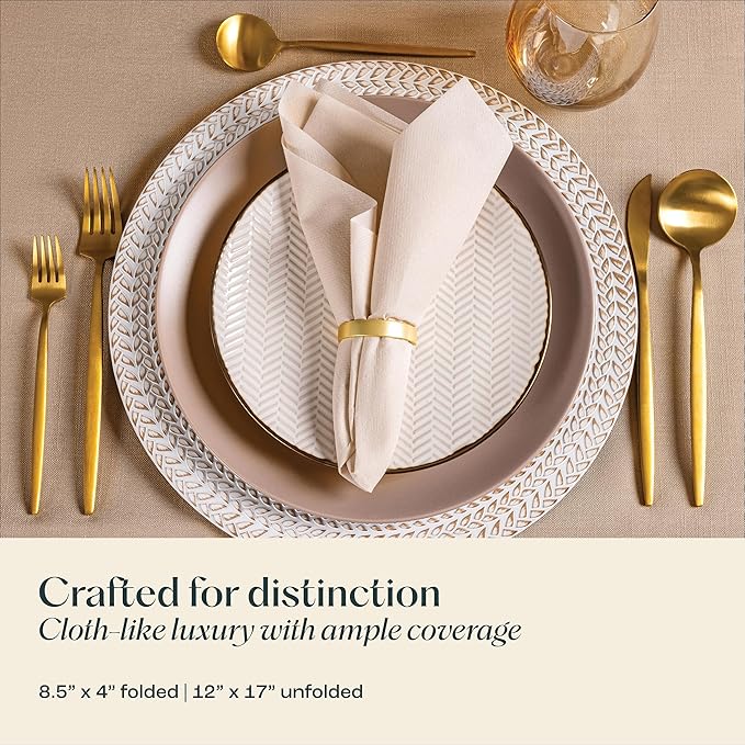 Disposable Linen-Feel Luminous Orange Napkins, 12" x 17" Cloth-Like Paper Dinner Napkins For Wedding, Bathroom, Party Or Event, 50 Pack