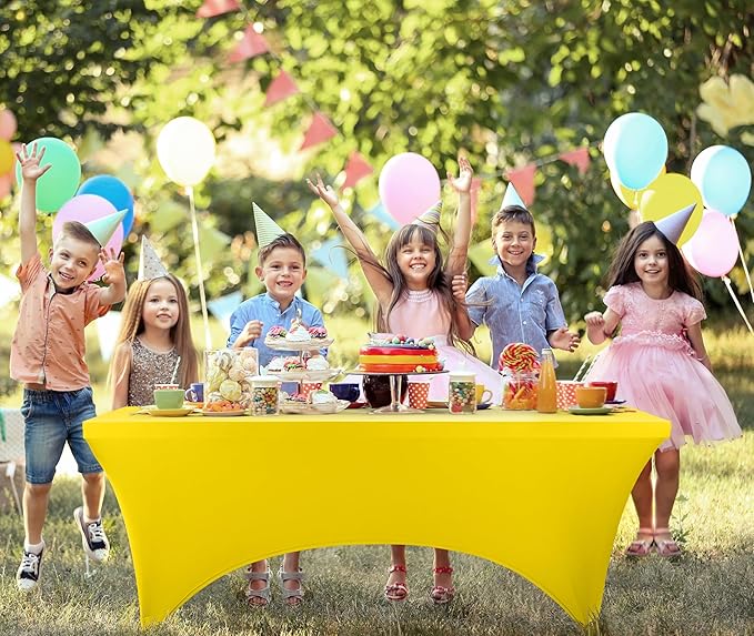 Utopia Kitchen Spandex Tablecloth 1 Pack [6FT, Yellow] Tight, Fitted, Washable and Wrinkle Resistant Stretch Rectangular Patio Table Cover for Event, Wedding, Banquet & Parties [72Lx30Wx30H Inch]