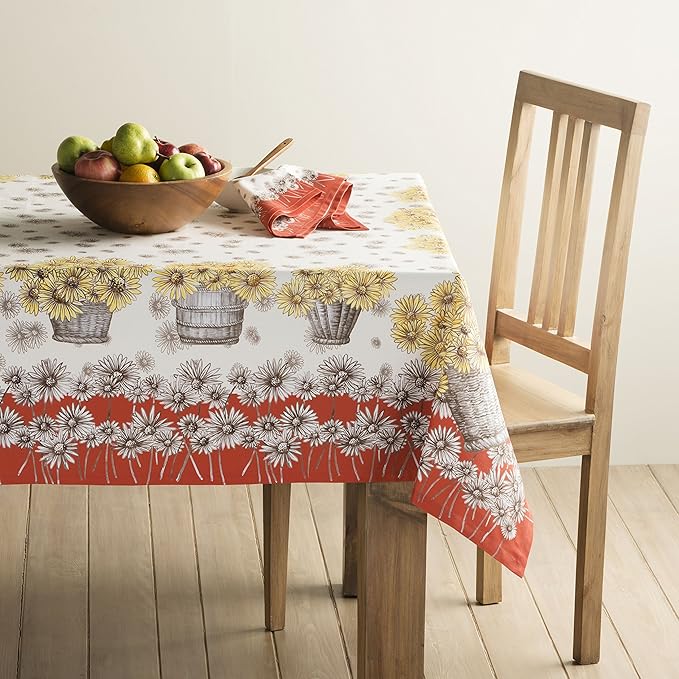 Maison d' Hermine Table Cloth Square Table 100% Cotton 54 x 54 Inches Fall Tablecloth Reusable Everyday Use for Thanksgiving Christmas Decorations Dining Farmhouse Party (Bagatelle)
