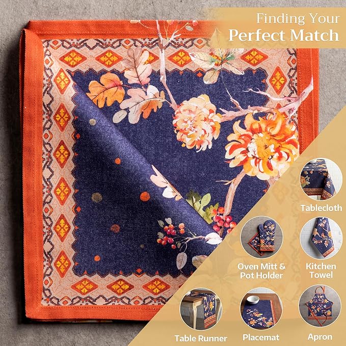 Maison d' Hermine Cloth Napkins Set of 4 100% Cotton for Thanksgiving Christmas Decorations Everyday Reusable Square Fall Napkins Cloth Washable Dinner Party (Kelim - Infinity, 20"x20")