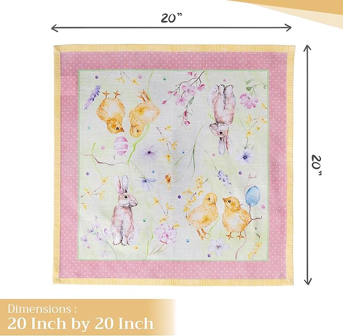 Maison d' Hermine Cloth Napkins Set of 4 100% Cotton Everyday Reusable Square Napkins Cloth Washable Dinner Party Wedding Restaurant Valentines Day Decorations Spring/Summer (Easter Zest, 20" x 20")