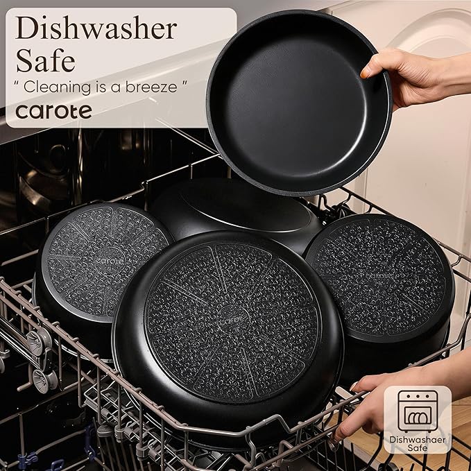 CAROTE 19pcs Pots and Pans Non Stick, Cookware Sets Detachable Handle, Induction Kitchen Pots and Pans,NonStick Cooking Set, Oven/Dishwasher/Fridge Safe, Space Saving
