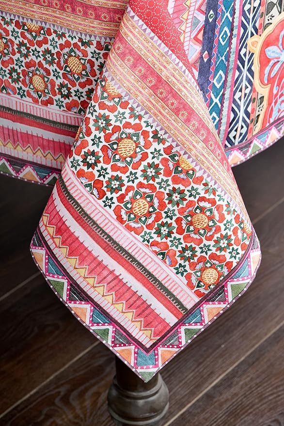 Maison d' Hermine Table Cloth Rectangle Table 100% Cotton 70 x 90 Inches Fall Tablecloth Reusable Everyday Use for Thanksgiving Christmas Decorations Dining Farmhouse Party (Ispahan)