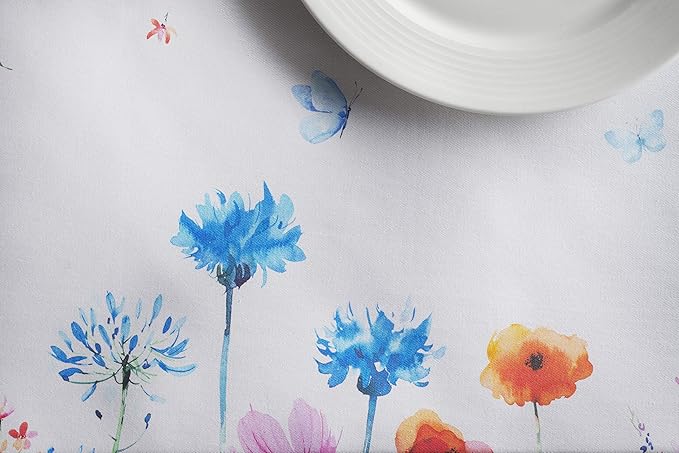 Maison d' Hermine Table Cloth Rectangle Table 100% Cotton 54 x 72 Inches Tablecloth Reusable Decorative for Dining Room Farmhouse Home Valentines Day Decorations Spring Summer - Flower in The Field
