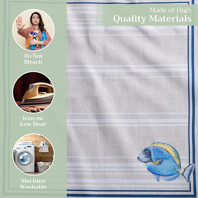 Maison d' Hermine Cloth Napkins Set of 4 100% Cotton Everyday Reusable Square Napkins Cloth Washable Dinner Party Wedding Restaurant Valentines Day Decorations Spring/Summer (Poisson, 20" x 20")