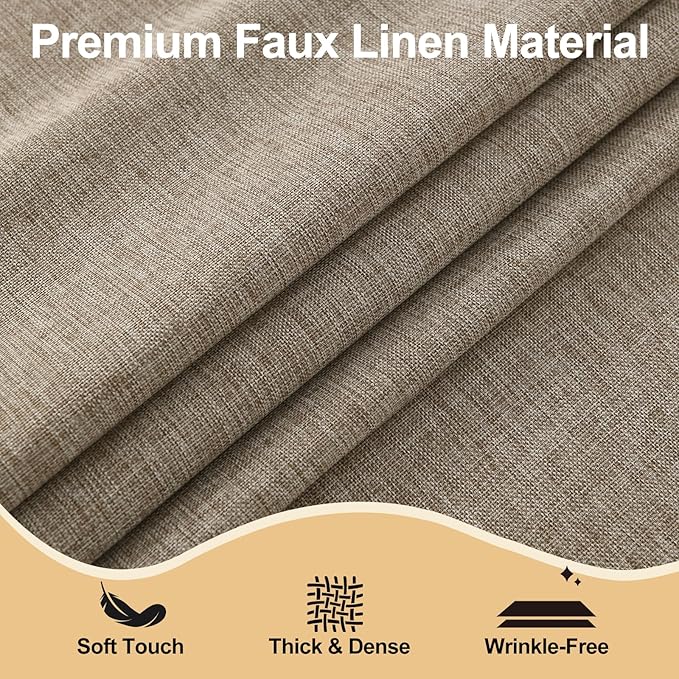 JIUZHEN Round Table Cloth Faux Linen Farmhouse Tablecloth Wrinkle & Stain Resistant Table Cover for Kitchen Dining, Holiday Party Dinner, Khaki, 108 Inch Round