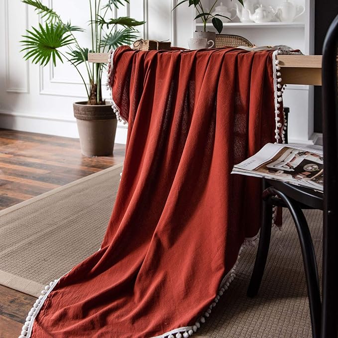 Rectangular Tablecloth Solid Color Tablecloth Style Orange Tablecloth Plain Tablecloth Holiday Decoration Home(Style4,140 * 240cm)