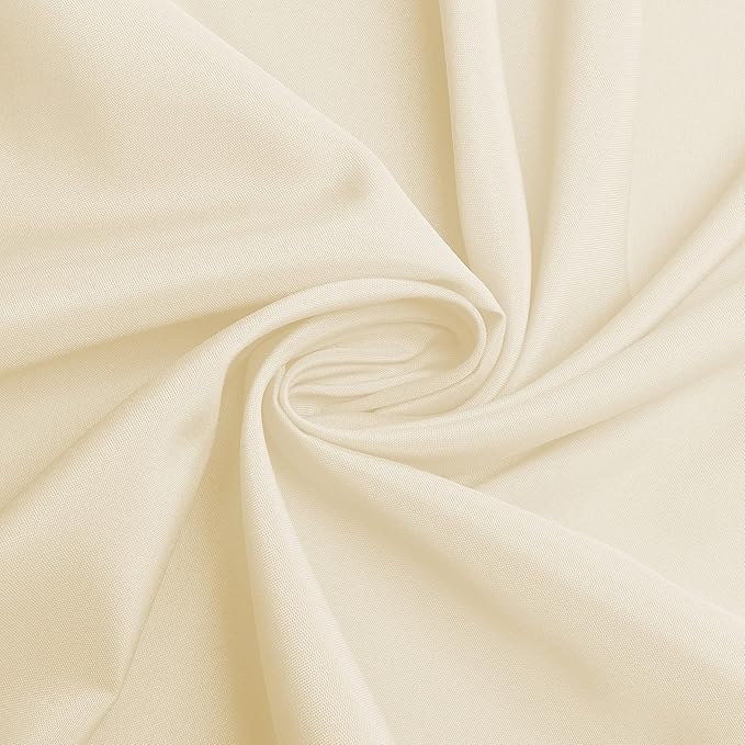 sancua Round Tablecloth - 60 Inch - Water Resistant Spill Proof Washable Polyester Table Cloth Decorative Fabric Table Cover for Dining Tables, Buffet Parties and Camping, Beige