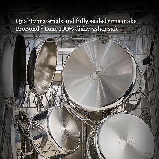 Hestan ProBond Luxe TITUM Nonstick Skillet, 11-Inch Professional Clad Stainless Steel, ProCore Tri-Ply Clad Construction, Polished Exterior, Induction & Oven Safe