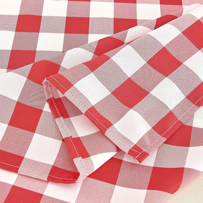 Gingham Tablecloth 55 x 71 Inch – Rectangle Table Cloth, Wrinkle-Resistant Polyester Checkered Tablecloth, Washable Valentines Tablecloth for Dining, Camping, Outdoor (Red)