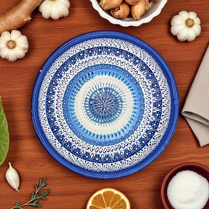 Ceramic Grater Bowl, Garlice Grater Plate, Handmade Ginger Grater, Mincer Bowl for Cheese &Vegetables, Ceramic Decorative Mincer, Hand Dish for Garlic (Sapphire Dream)