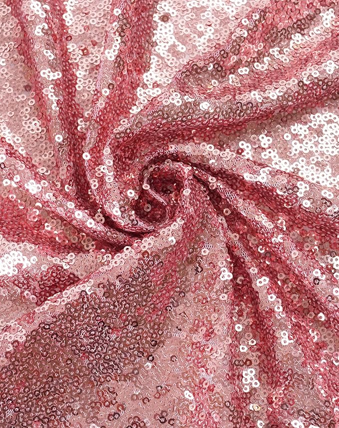 Eternal Beauty Fuchsia Pink Tablecloth, 120 Inch Round Sequin Tablecloth for Valentines Party Cake Dessert Table Exhibition Events