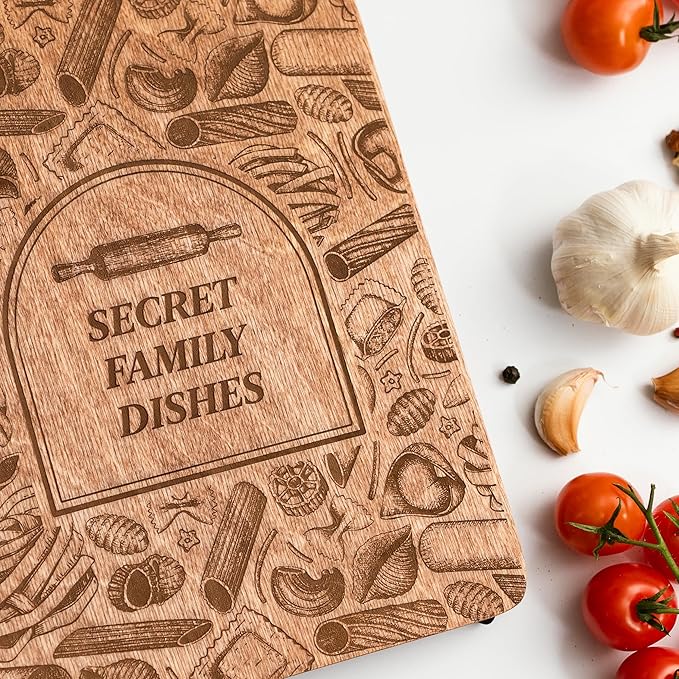 ENJOY THE WOOD Wooden Blank Recipe Book Binder - Personalized Recipe Notebook - Family Cookbook Journal Custom Sketchbook To Write In Organizer by Enjoy The Wood (Pasta, Small (A6))