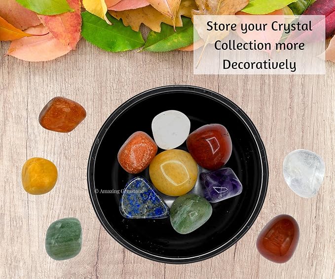 Black Tourmaline Crystal Bowl - 3 Inch Decorative Bowls for Room and Home Decor - Gemstone Healing Crystals for Elegant Display, Positive Energy Balance and Gift