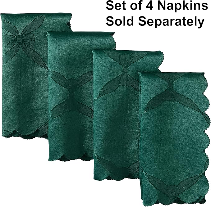 Newbridge Rectangle Tablecloth, 60 x 144 Inch, Spring and Easter Ribbons and Bows Damask, Wrinkle and Stain Resistant Fabric Table Cloth, Holiday Evergreen