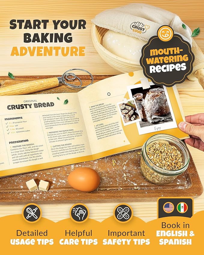 Dutch Oven Bread Baking - 5QT Enamel Bread-Oven - incl Sourdough Bread-Baking Suppliers like Dough Whisk Scoring Lame etc Bread-Dome Cast Iron Bread-Pan with Lid for Sour dough, Bread-makingBottle Green Dome