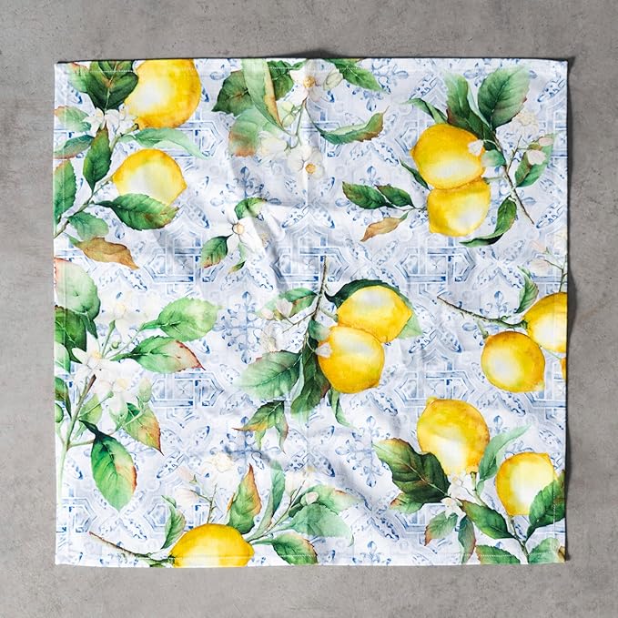 Maison d' Hermine Cloth Napkins Set of 4 100% Cotton Everyday Reusable Square Napkins Cloth Washable Dinner Party Wedding Restaurant Valentines Day Decorations Spring/Summer (Citrus, 20" x 20")