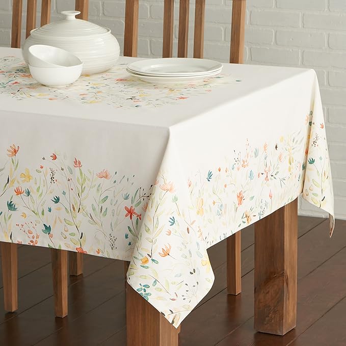 Maison d' Hermine Table Cloth Rectangle Table 100% Cotton 70 x 108 Inches Tablecloth Reusable Decorative for Dining Room Farmhouse Home Valentines Day Decorations Spring Summer - Colmar