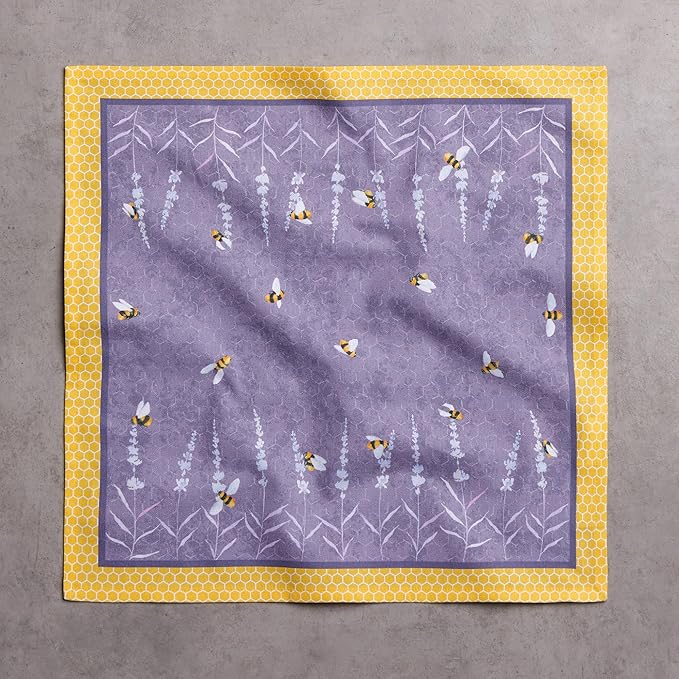 Maison d' Hermine Cloth Napkins Set of 4 100% Cotton Everyday Reusable Square Napkins Cloth Washable Dinner Wedding Restaurant Valentines Day Decorations Spring/Summer (Bees are Buzzing, 18" x 18")