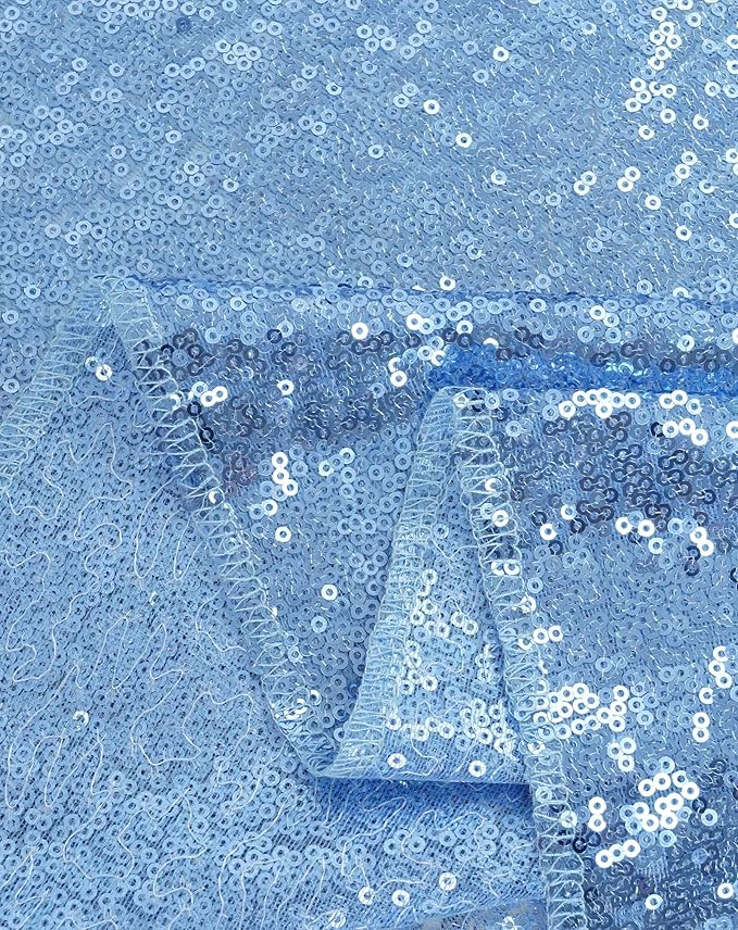 Eternal Beauty Baby Blue Tablecloth, 90x156 Inch Sequin Rectangle Table Cover for Cake Dessert Exhibition Party Birthday Events